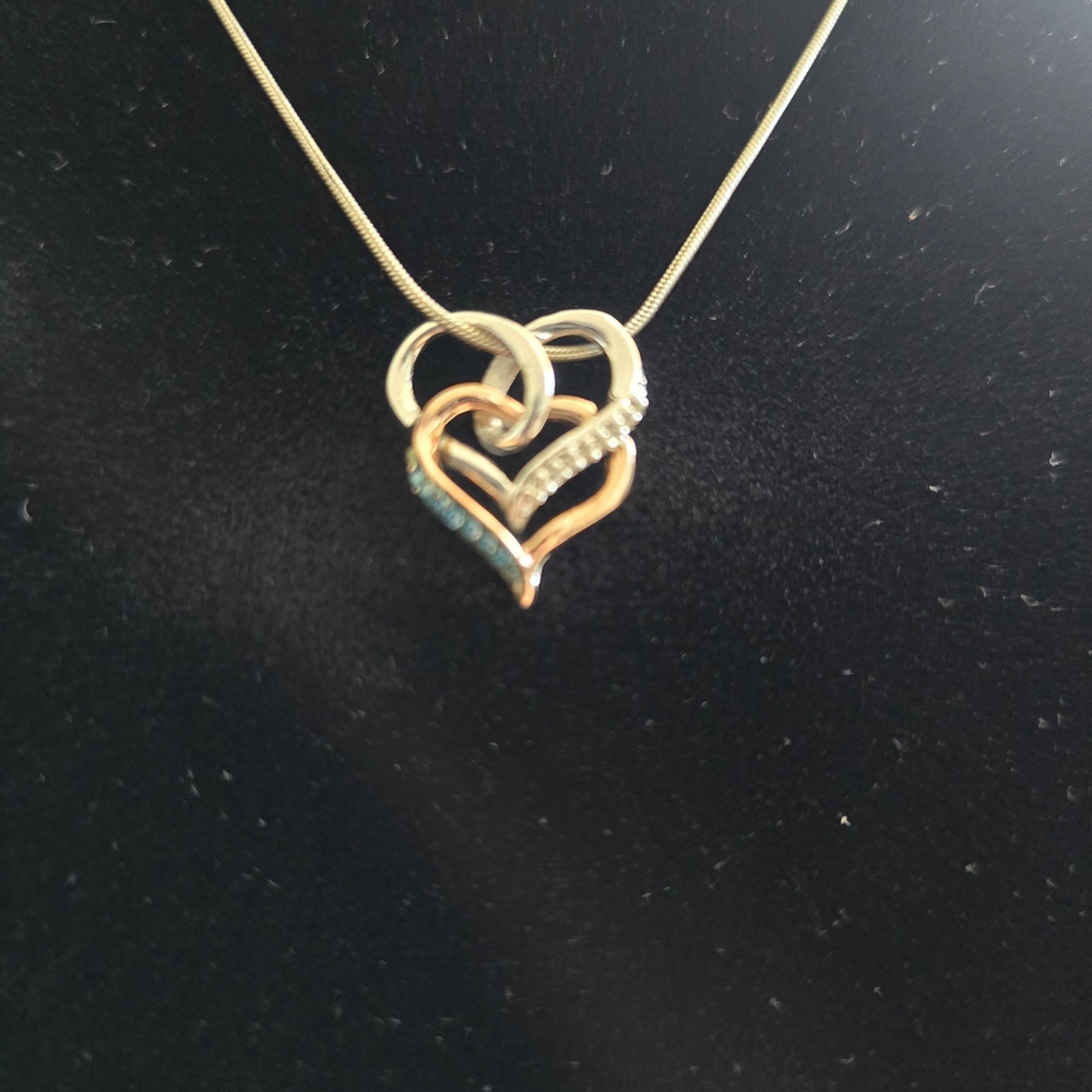 Gold and Silver Heart Pendant Necklace